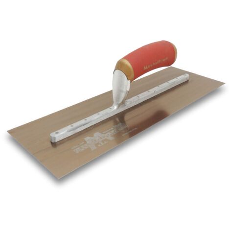 Frattazzo lisciante Marshalltown DuraFlex con manico DuraSoft, in acciaio dorato, cazzuola eccellente per stuccatori e cartongessisti, dimensioni cazzuola: 330x127 mm
