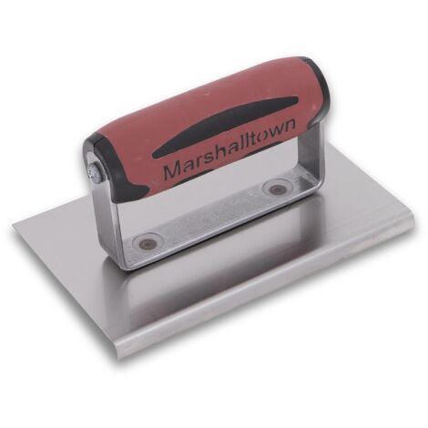 Frattazzo per bordi Marshalltown in acciaio inossidabile con manico in Durasoft, per arrotondare il calcestruzzo, raggio: 13 mm, labbro 16 mm, dimensioni della frattazzo: 152x110 mm