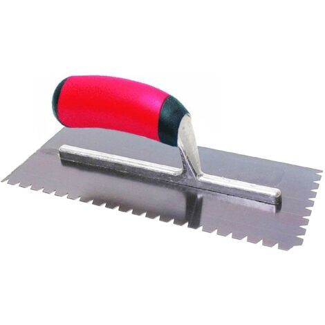 Frattazzo per piastrelle Marshalltown, cazzuola dentata con V-8x6x1,5 mm piatto e manico in acciaio morbido, dimensioni della lama: 279x114 mm