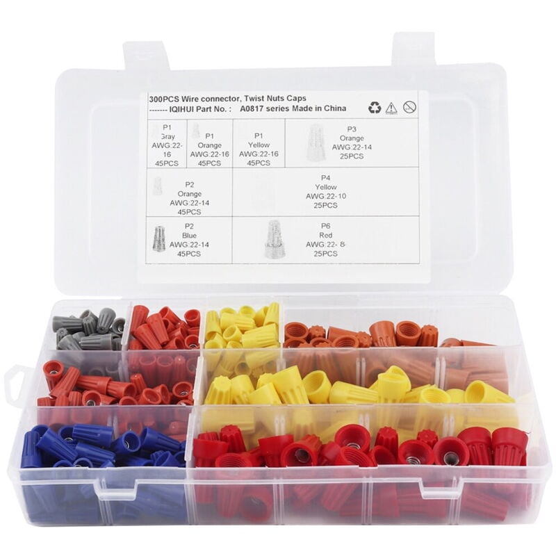 Feiyue - Frcolor Lot de 300 connecteurs de fils électriques avec bornes à vis et écrous à ressort