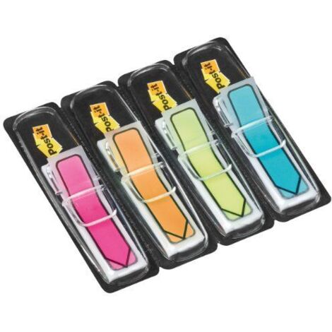 Frecce indice Post-it blu brillante, verde brillante, rosa, giallo