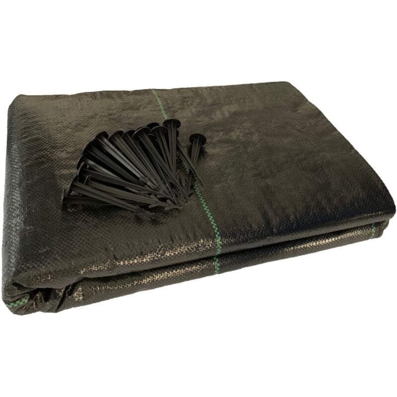 Yuzet FREE PEGS + 1m x 50m 100g Weed Control Ground Cover Membrane