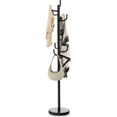 Free-Standing Coat Rack Metal Frame Coat Hanger 8 Hooks Coat Hanger Stand