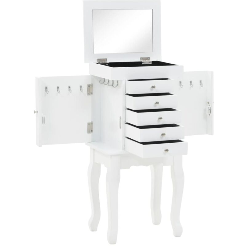 Free Standing Jewelery Cabinet White vidaXL