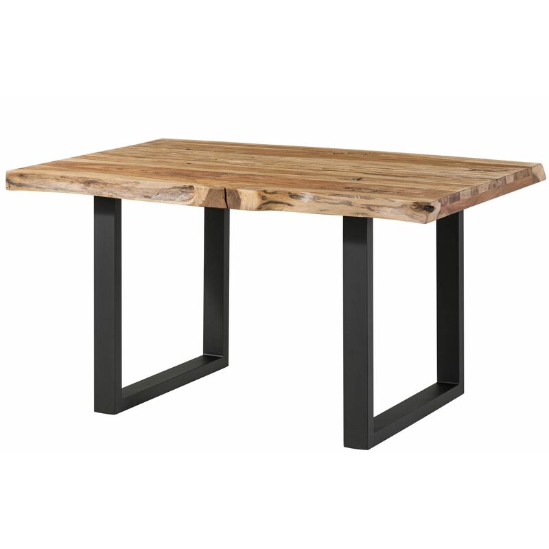 Table à manger 160x90 en bois de Sheesham sablé bois naturel pieds en u anthracite mat freeform 5