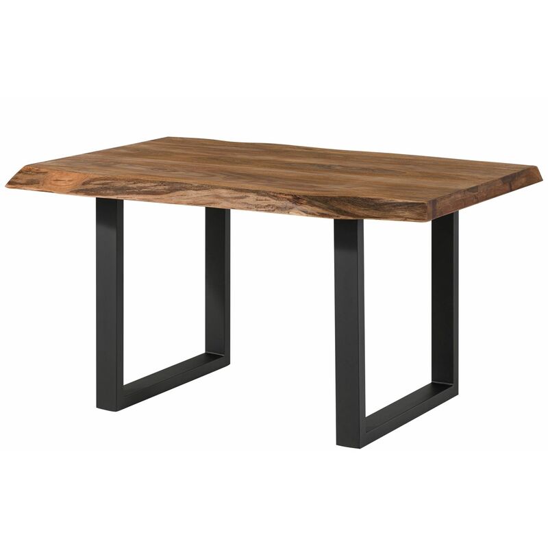 Massivmoebel24 - Table à manger 140x90 en bois de Sheesham bois naturel pieds en u anthracite mat freeform 5