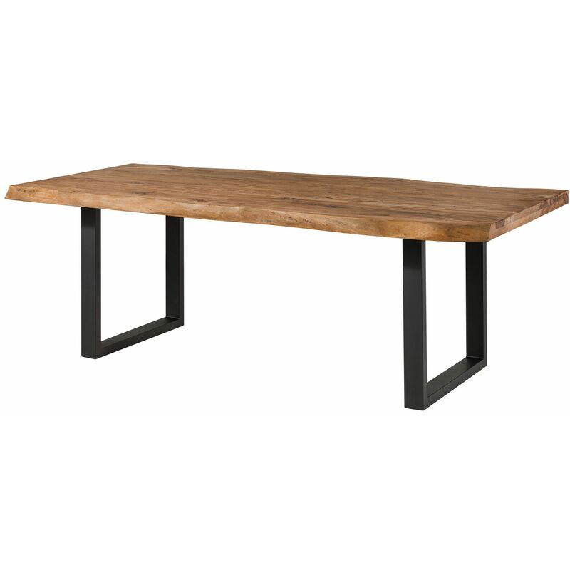 Massivmoebel24 - Table à manger 200x100 en bois de Sheesham bois naturel pieds en u anthracite mat freeform 5