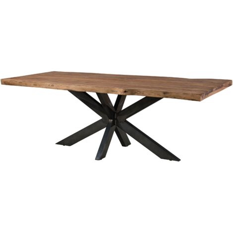 FREEFORM 5 Tavolo da pranzo in legno di sheesham - decapato / grigio - gambe ad X antracite lucido 180x90