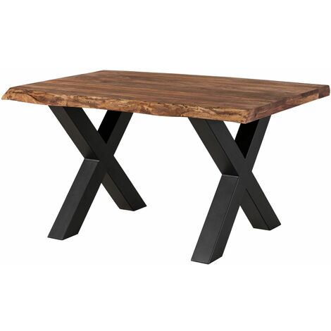 FREEFORM 5 tavolo da pranzo in legno di sheesham - verniciato grigio / gambe in ferro X antracite lucido 140x90