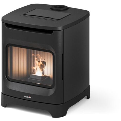 Freepoint – Poêle à granulés étanche Flos 6 noir – 6 kW – Sortie de fumées Ø 80 mm – Autonomie 16 h – Classe énergétique A+ 7 étoiles