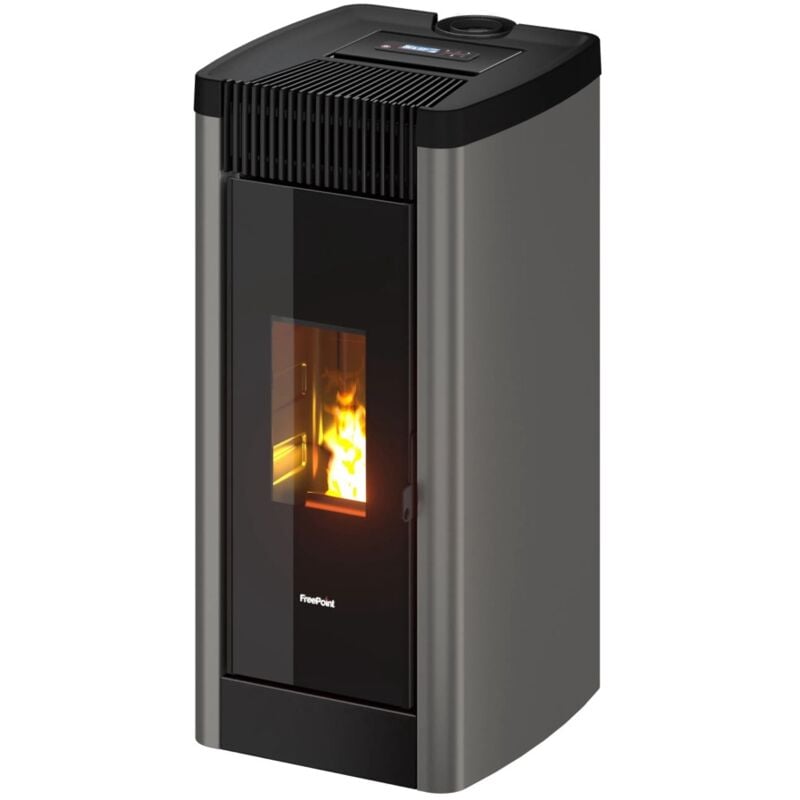 Freepoint - Poêle à granulés étanche Steel 9 Bi-Flux Titanium - 8,5 kW
