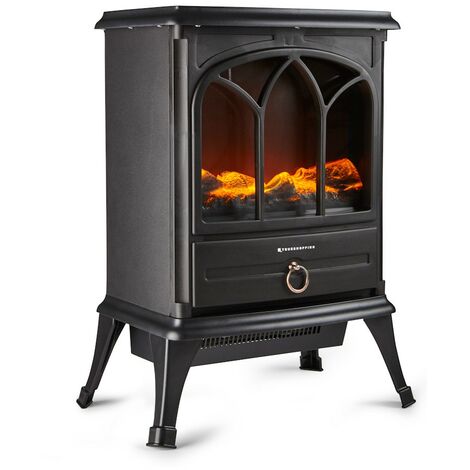 main image of "Freestanding 1800W Electric Stove Heater Fireplace with Wood Burning Effect"