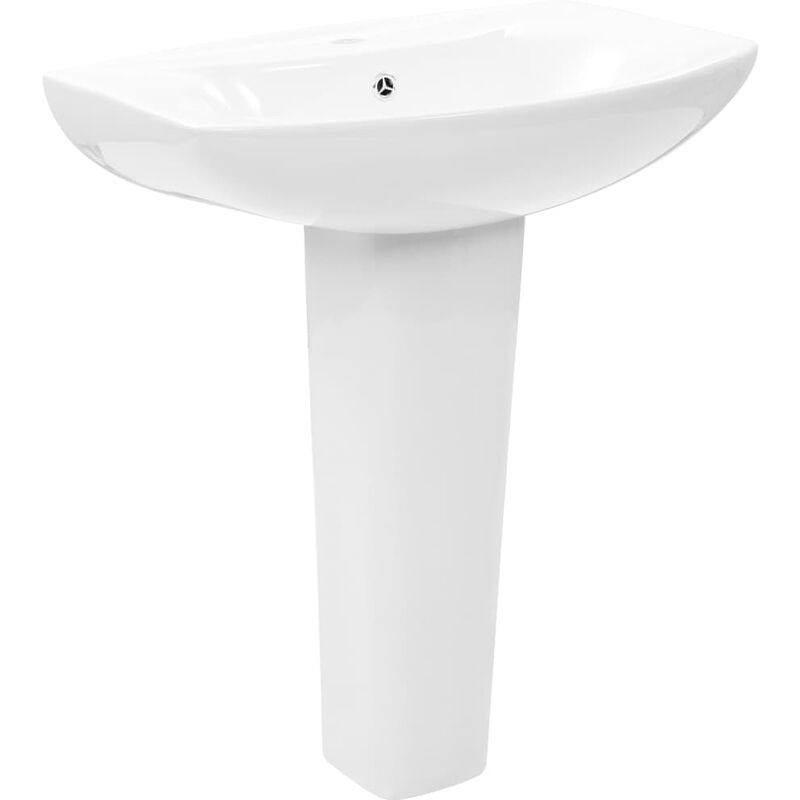 vidaXL Freestanding Basin with Pedestal Ceramic White 650x520x200 mm - White