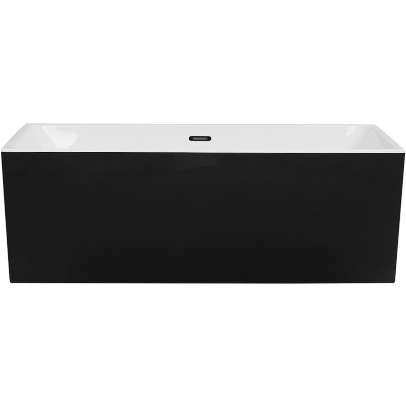 Modern Rectangular Freestanding Bathtub Acrylic Overflow System Black Rios - Black