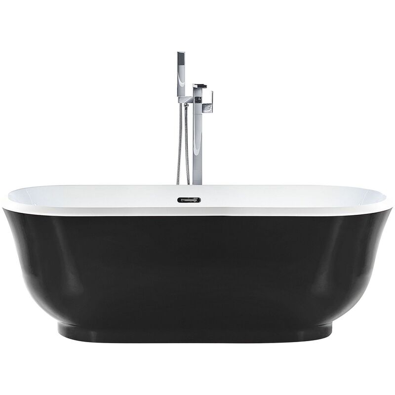 Freestanding Bathtub Sanitary Acrylic Oval Rounded Edges Black Tesoro - Black