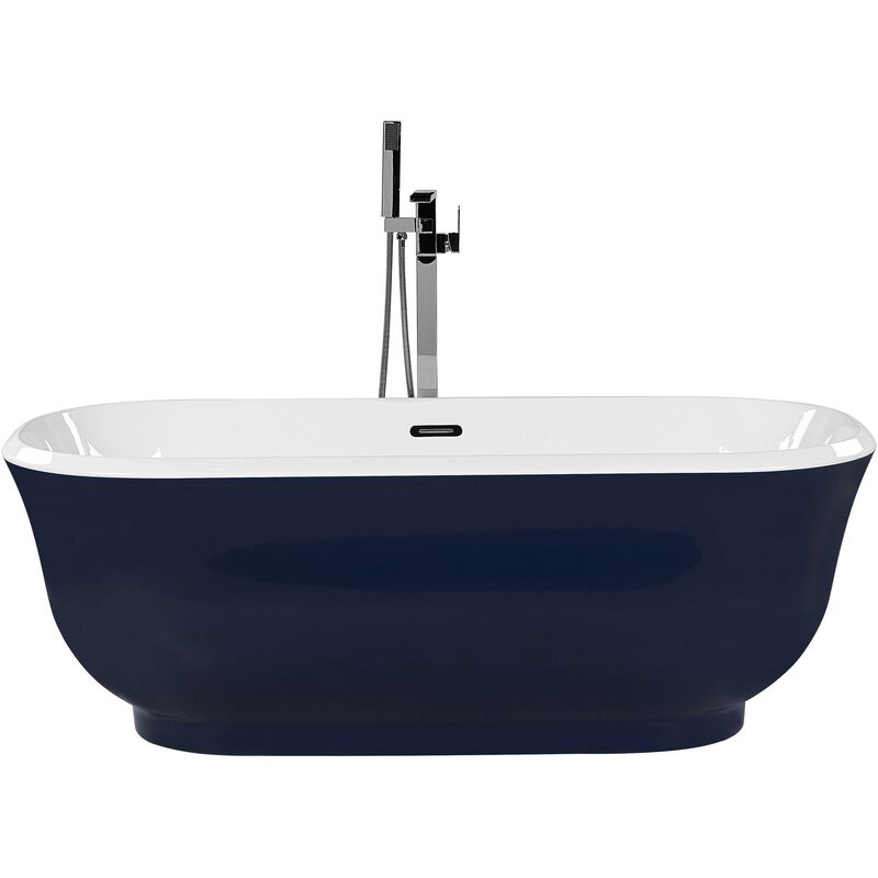 Freestanding Bathtub Sanitary Acrylic Oval Rounded Edges Blue Tesoro - Blue
