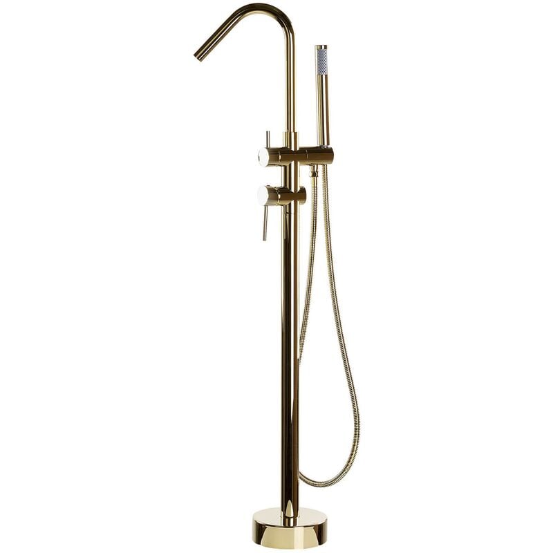 Modern Freestanding Tub Bath Faucet Chromed Metal Gold Victoria