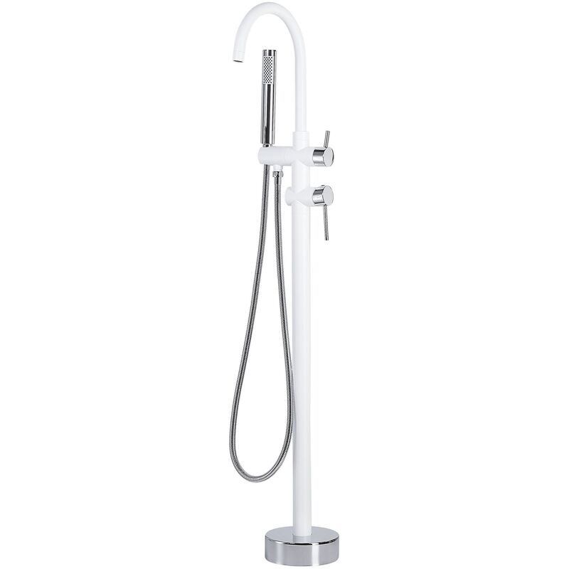 Modern Freestanding Tub Bath Faucet Mixer Tap Brass White with Silver Tugela