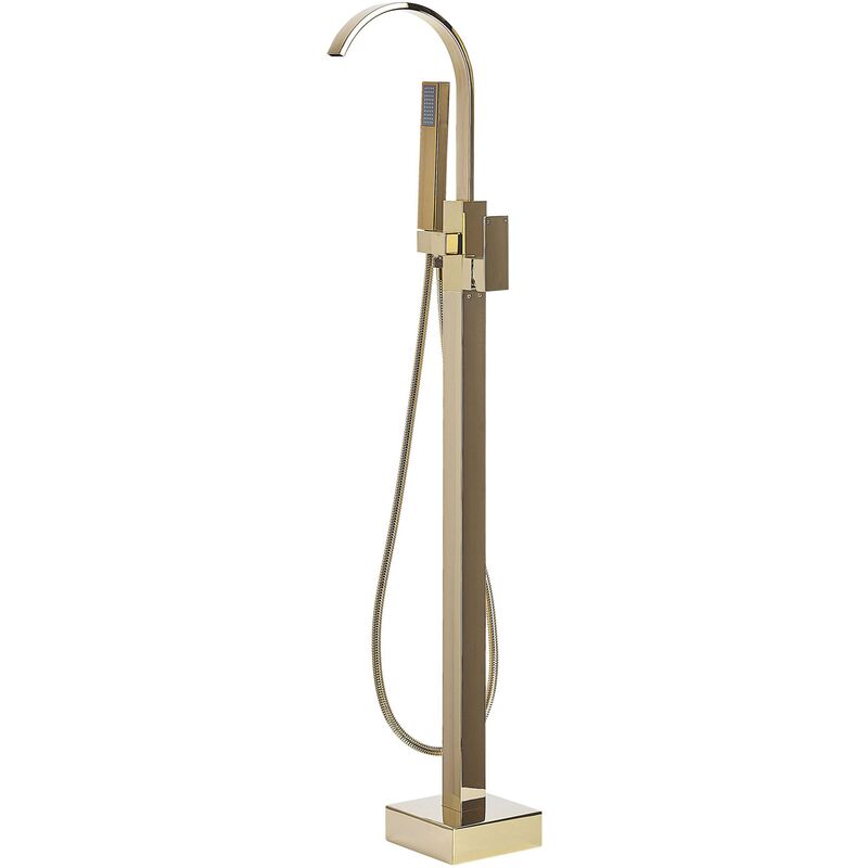 Modern Freestanding Tub Bath Faucet Mixer Tap Brass Gold Ribbon