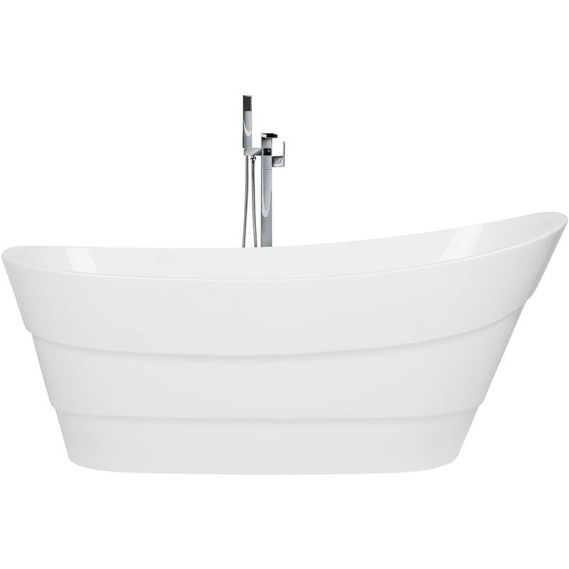 Modern Oval Freestanding Bathtub Acrylic Overflow System White Buenavista - White