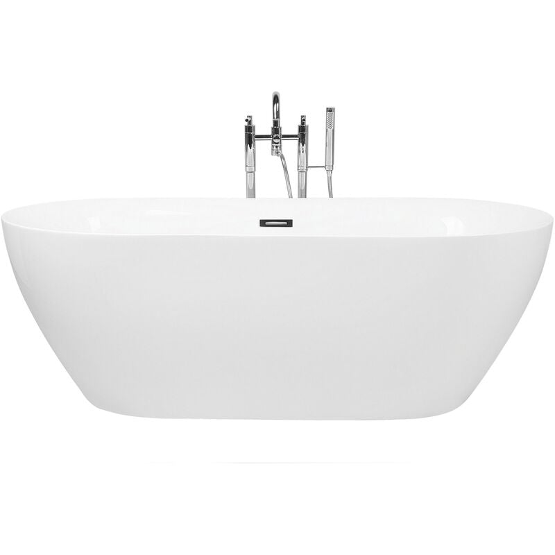 Modern Freestanding White Bathtub Oval 170 x 80 cm Glossy Acrylic Carrera