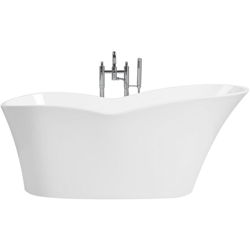 Modern Freestanding Bathtub Oval Glossy Acrylic White Dulcina - White