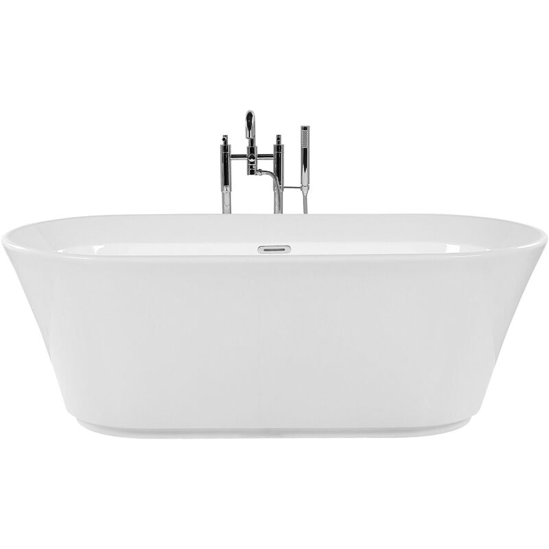 Freestanding Bathtub Sanitary Acrylic Oval Rounded Edges 170x80 cm White Ovalle - White