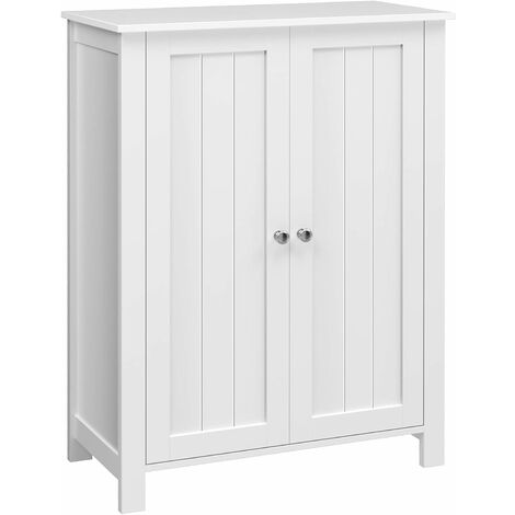 main image of "Freestanding Bathroom Cabinet Storage Cupboard Unit with 2 Doors and 2 Adjustable Shelves White BCB60W"