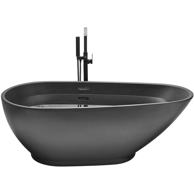 Freestanding Bathtub Acrylic Matt Slipper Oval Design 1730x820mm Black Guiana - Black