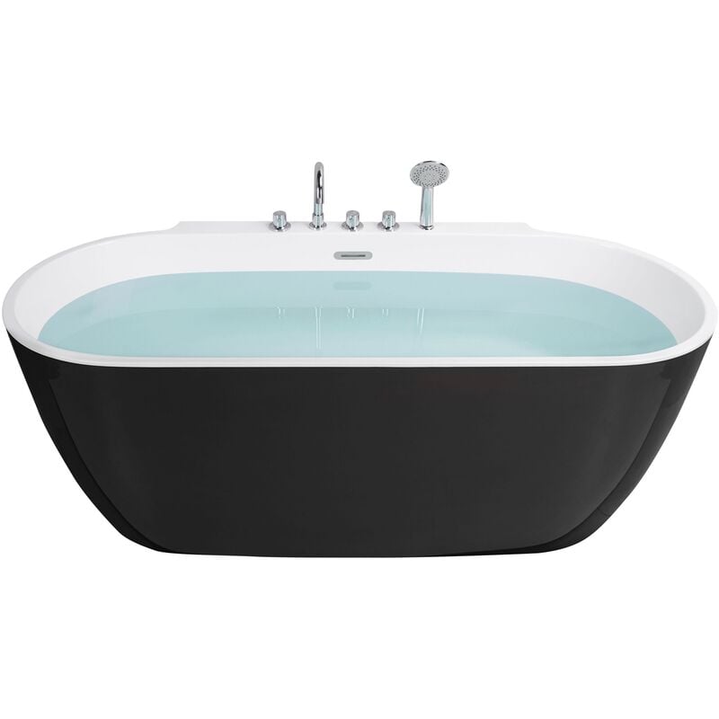 Freestanding Bathtub Sanitary Acrylic Oval Rounded Edges 170 x 80 cm Black rotso - Black
