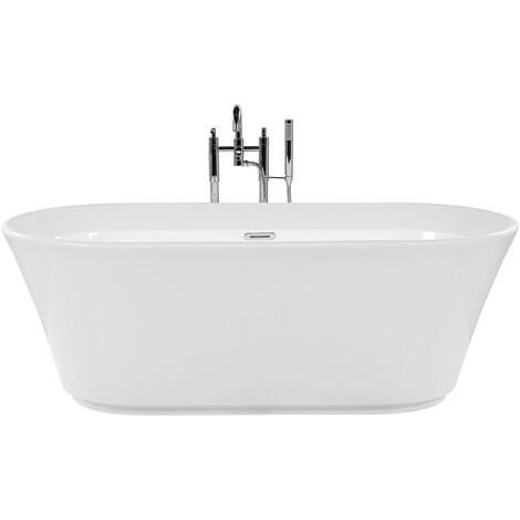 Freestanding Bathtub Sanitary Acrylic Oval Rounded Edges 170x80 cm White Ovalle