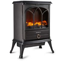 Freestanding Electric Log Burner Stove Heater 1800W Fireplace with Flame  Effect