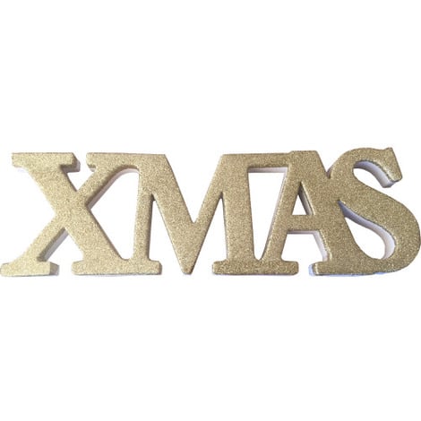 Freestanding Glitter"Xmas" Sign in Gold