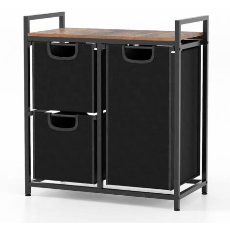 Freestanding Laundry Hamper Laundry Basket Organizer w/3 Pull-Out Removable Bags