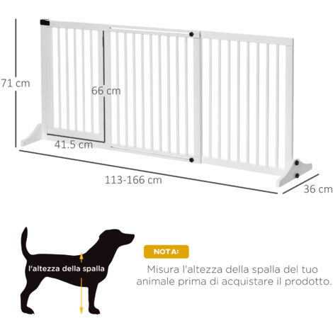 Freestanding Length Adjustable Wooden Pet Gate with Lockable Door 3 Panels, White