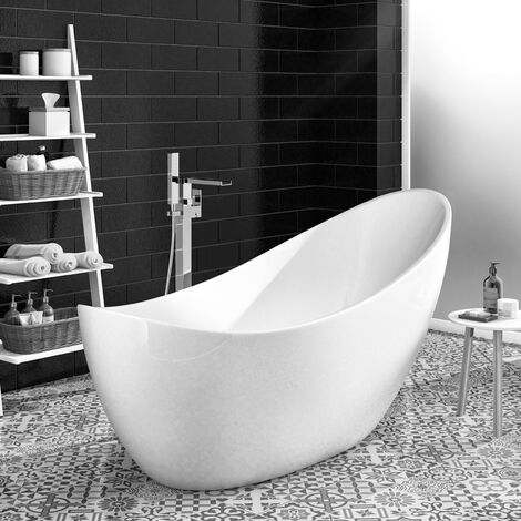 main image of "Freestanding Modern Luxury Thin Edged Slipper Bath 1750mm - Picasso By Voda Design"