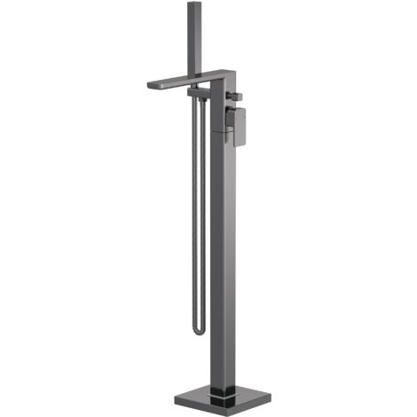 Freestanding Square Bath Shower Mixer Tap - Brushed Pewter