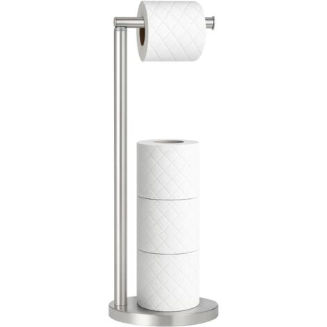 Freestanding Toilet Roll Holder Stand for Bathroom, Stainless Steel Toilet Paper Storage Dispenser with Brushed Finish, Modern and Practical Spare Roll Organizer (sliver)