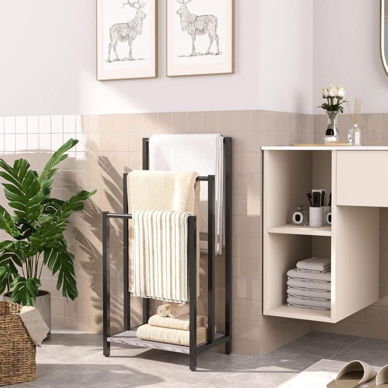 Hoobro - Porte-Serviettes, Range-Serviettes avec 3 Barres, Support Salle de Bain, Étagère de Rangement, 43 x 28 x 81 cm, pour Serviettes,