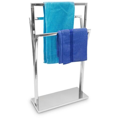 Freestanding Towel Rail 3 Bars Stainless Steel Chrome Modern Non-Slip Base