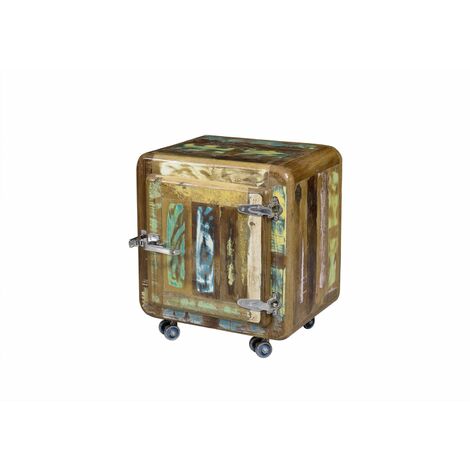 FREEZY 05 Comodino in legno riciclato - laccato / multicolore 50x38x56