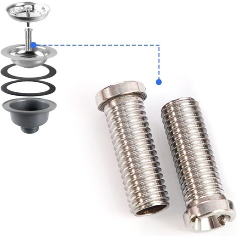 UGREAT Fregadero, 2 piezas de perno banjo de 45 mm para válvulas de filtro, tornillo de filtro de drenaje de acero inoxidable para válvulas de drenaje con 1,5" y 3,5", válvula de drenaje del fregadero, acces