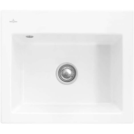 Fregadero 60 x 51 cm sin escurridor VILLEROY ET BOCH Subway 60 S Stone White CeramicPlus desagüe manual