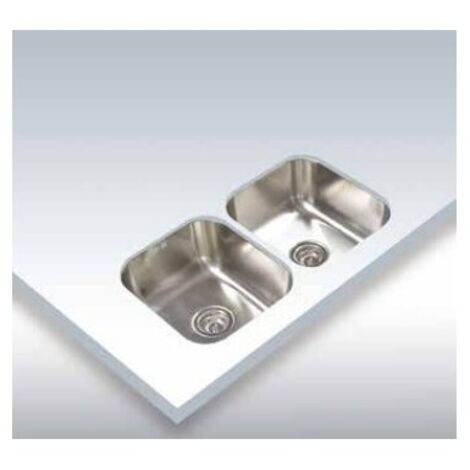 Fregadero Bajo encimera Acero inoxidable Rectangular 2 Senos CATA