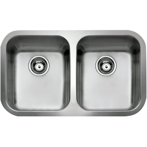 FREGADERO BE 2C 780 Fregadero BE inox 2 cubetas, 200mm, Mueble 90