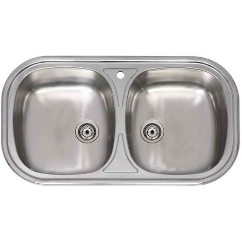 Fregadero Cocina Ovalado 80X45Cm 2 Senos Inox Practic