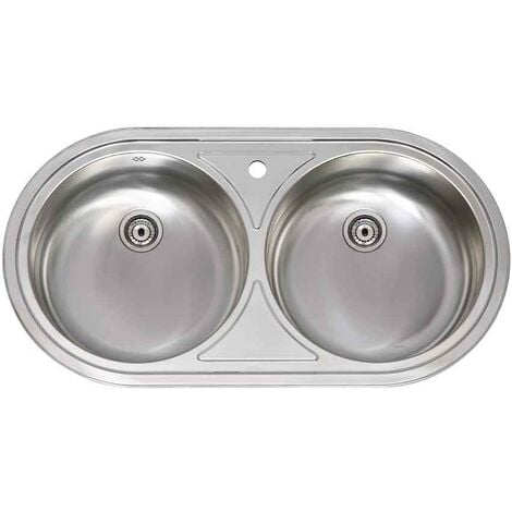 FREGADERO COCINA REDONDO 84X44CM 2 SENOS INOX PRACTIC
