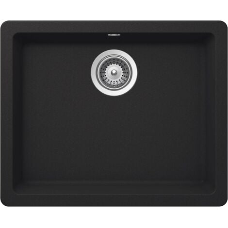 Fregadero de 1 cubeta de QUARZEX® RIGA - ROCA Color: Negro - Medidas: 550 x 430 x 200 mm