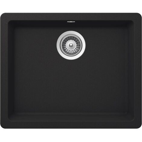 Fregadero de 1 cubeta de QUARZEX® RIGA - ROCA Color: Negro - Medidas: 550x430x200 mm