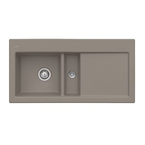 Fregadero de 1 seno y medio VILLEROY ET BOCH Subway 60 100 x 51 cm desagüe derecho Timber CeramicPlus con desagüe manual